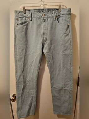 Levis 501 Straight Leg Button Fly Light Blue Cotton Jeans Men's Size 36x32
